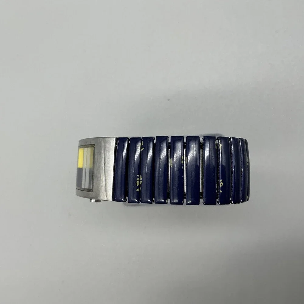 DKNY Womens Watch 19mm Silver Tone Multicolor Dial Blue Stretch Band New Battery